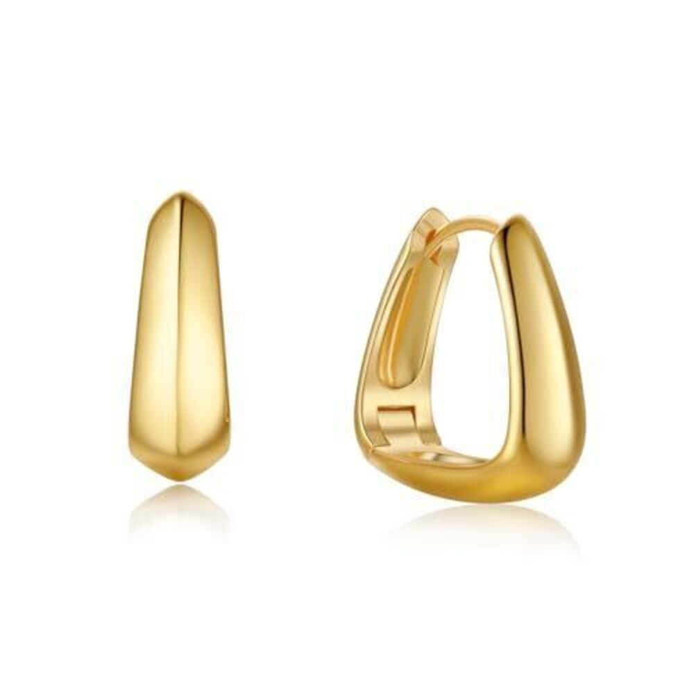 9622 18K Gold Plated Teardrop Huggie Hoop Earrings , Hypoallergenic 925
